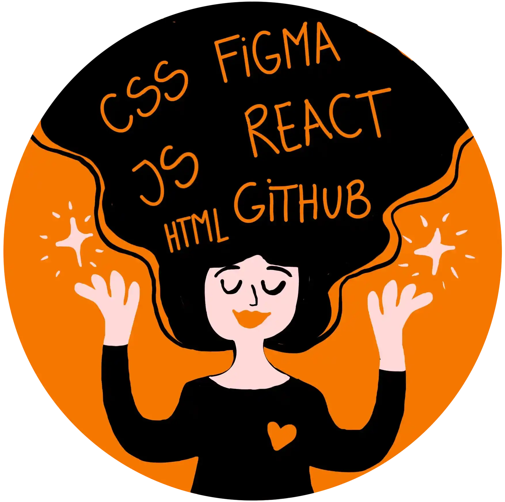 Illustration of woman with coding languages in her hair